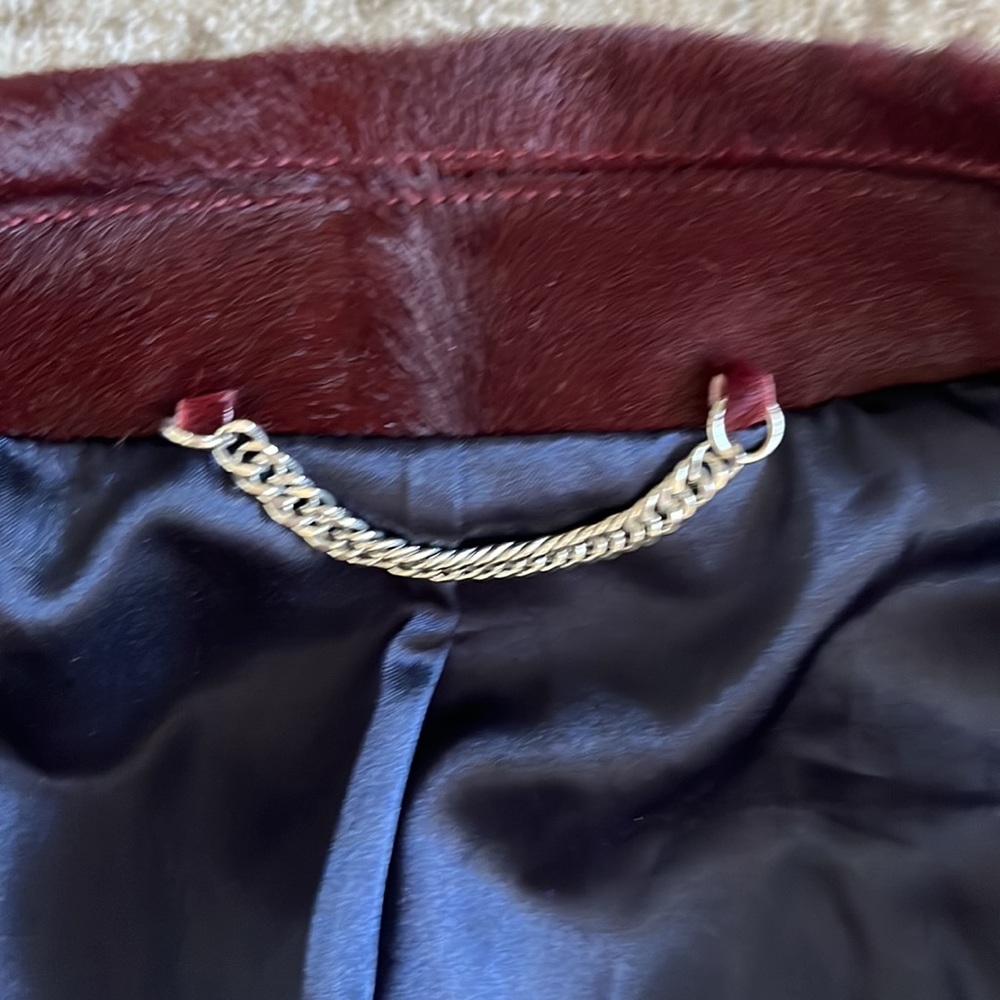 J. Crew Collection pony hair burgundy wine Moto jacket - 2 - Picture 10 of 12